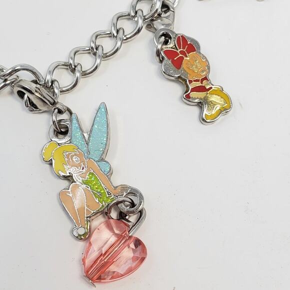 Disney 10 Charm Bracelet Minnie Mouse, Tinker Bell & More - Picture 4 of 9